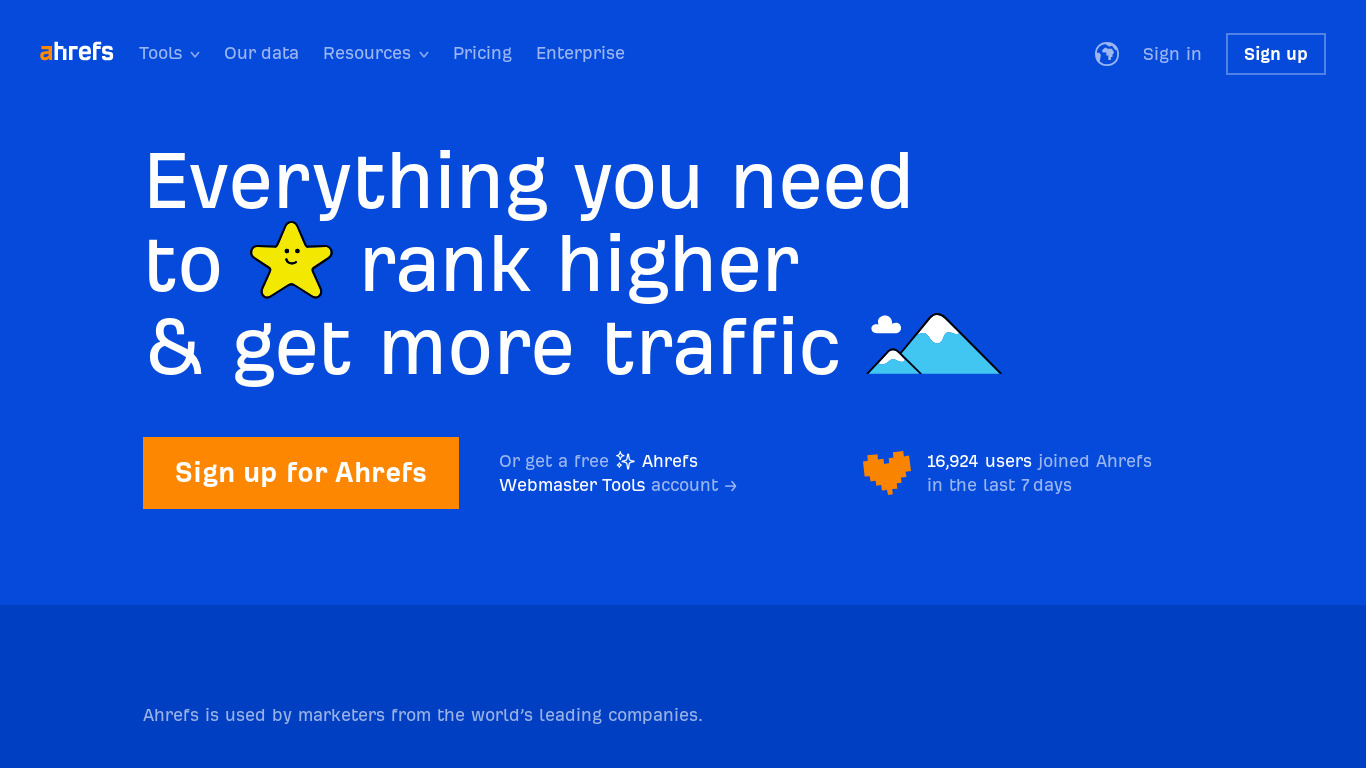 Ahrefs Landing page