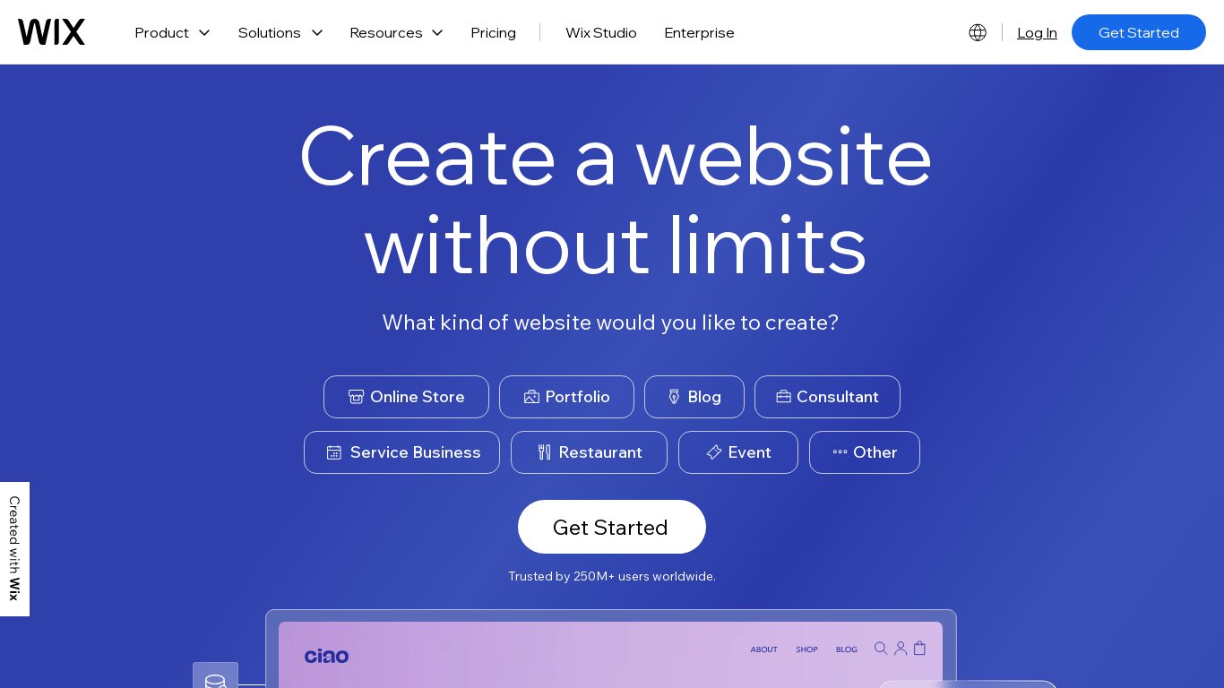 WiX Landing page