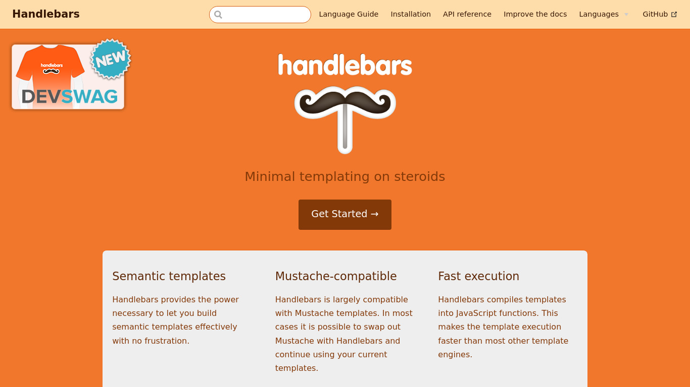 Handlebars Landing page