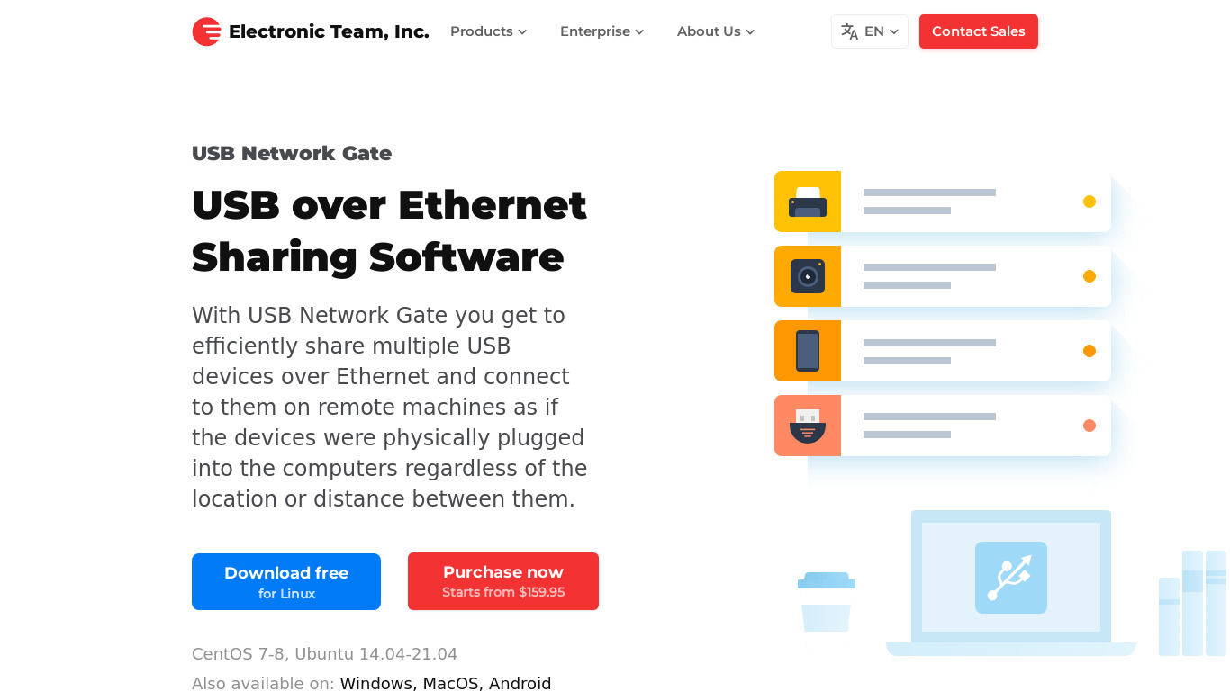 USB Network Gate Landing page