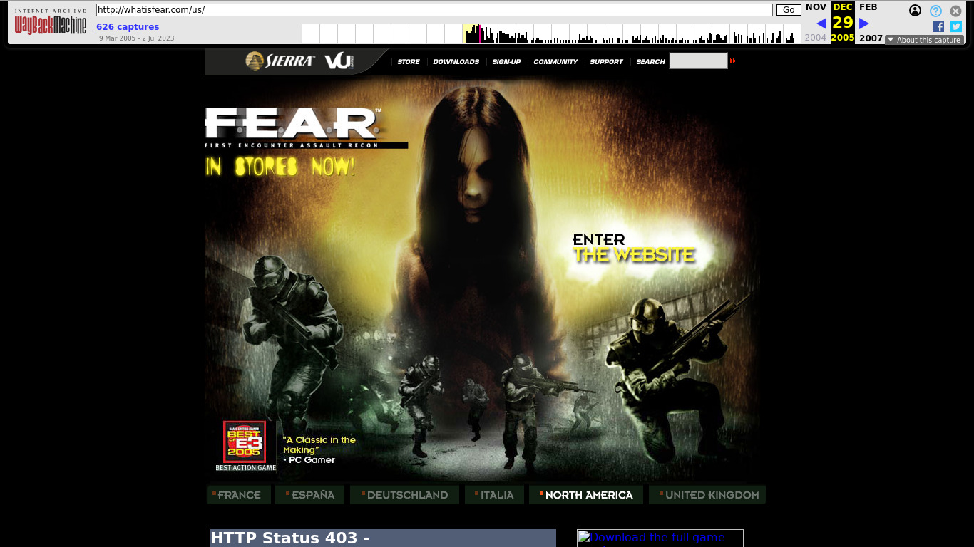 F.E.A.R. Landing page