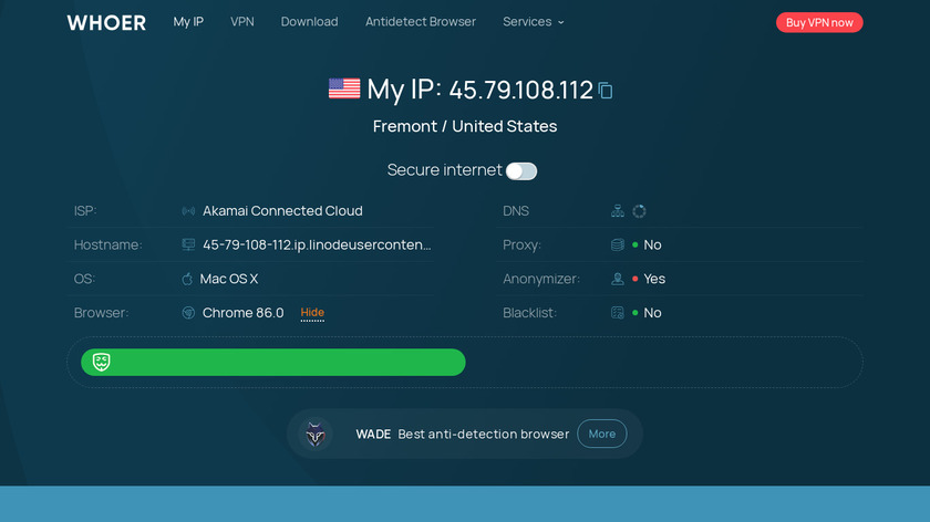 Whoer Landing Page
