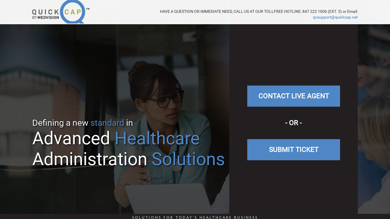 QuickCap Landing page