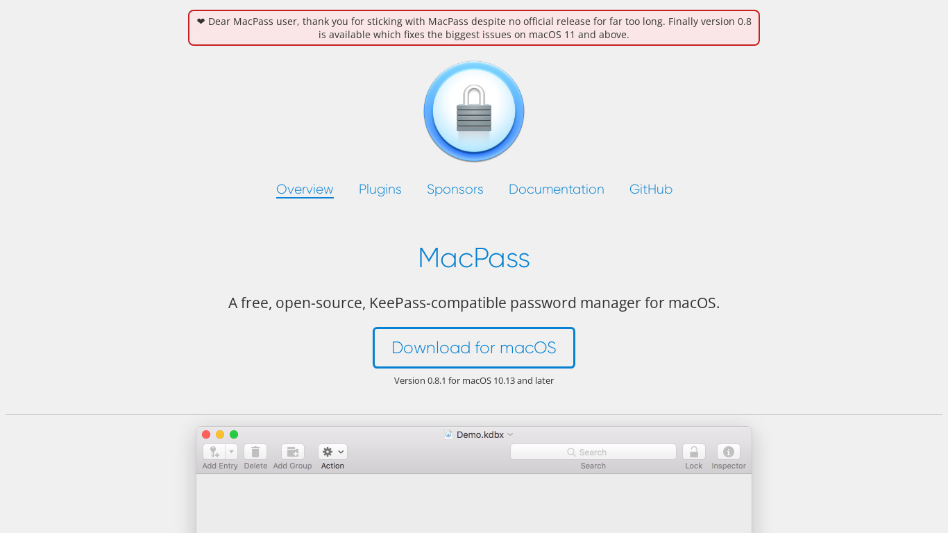 MacPass Landing page