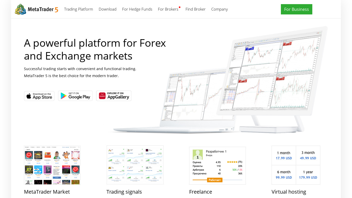 MetaTrader5 Landing page