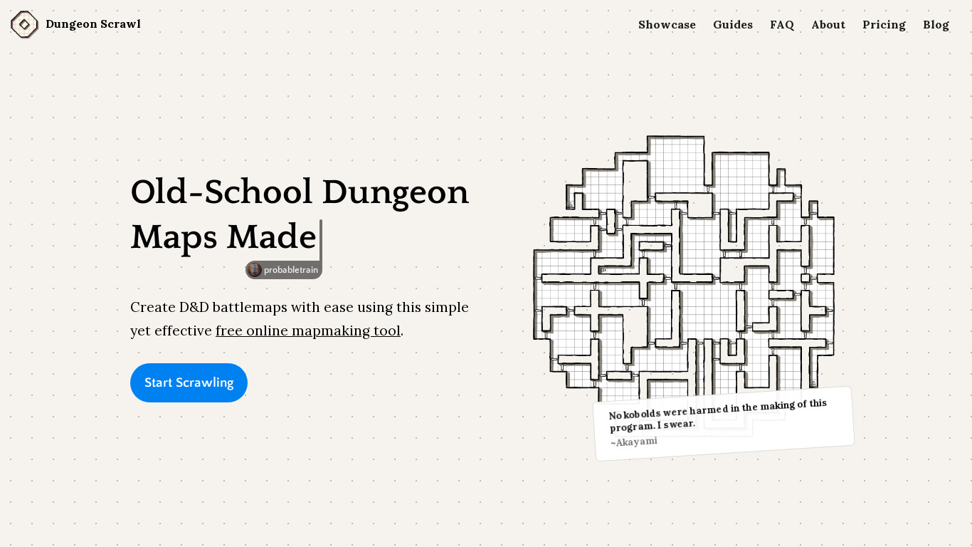 Dungeon Scrawl Landing page