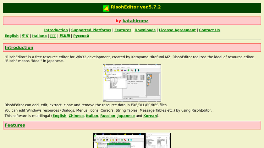 RisohEditor Landing Page