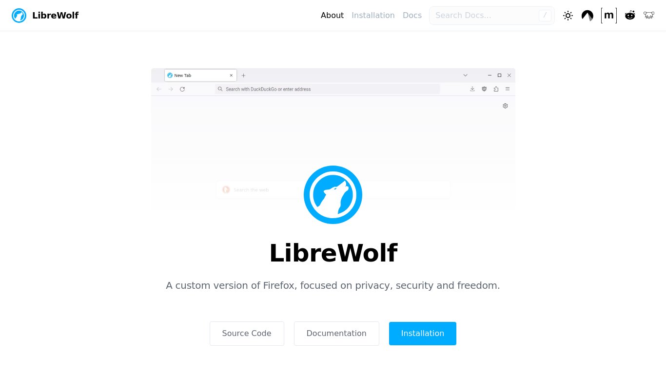LibreWolf Landing page