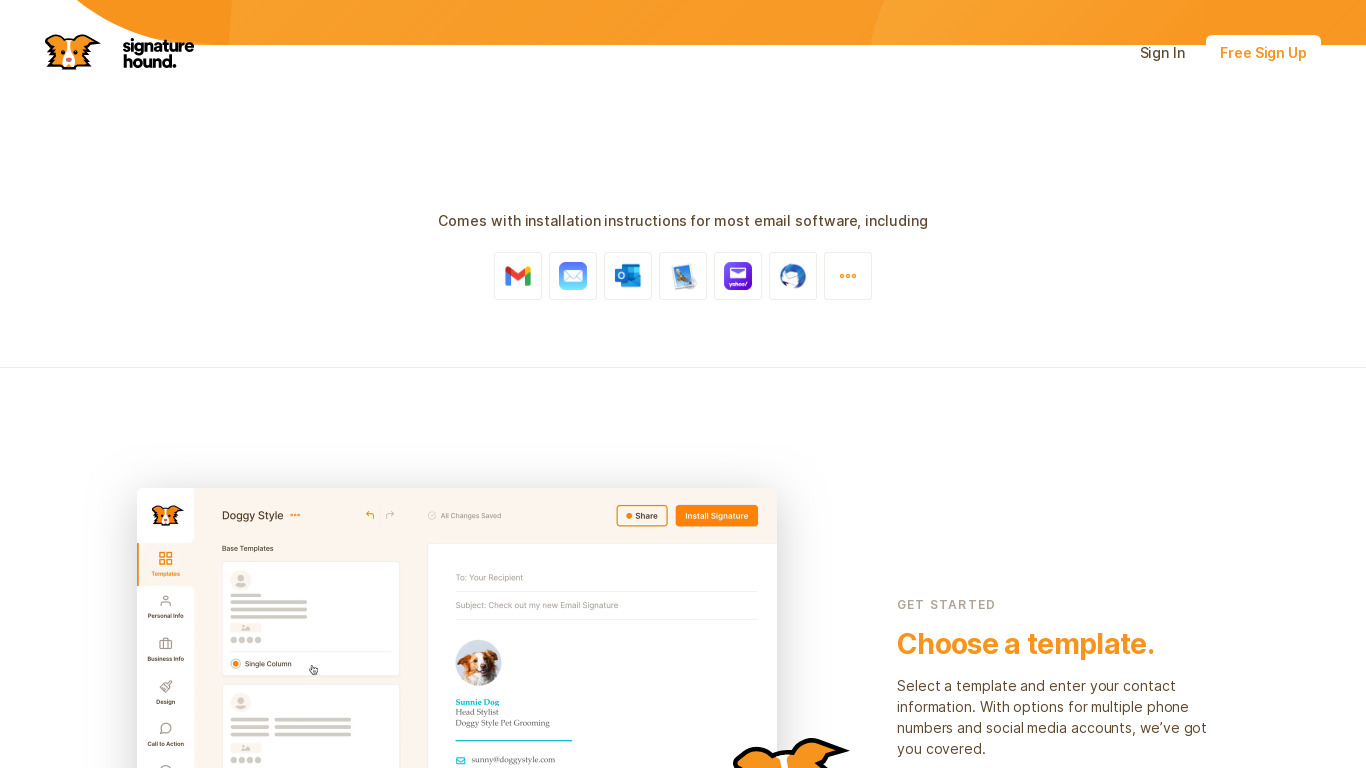 Signature Hound Landing page
