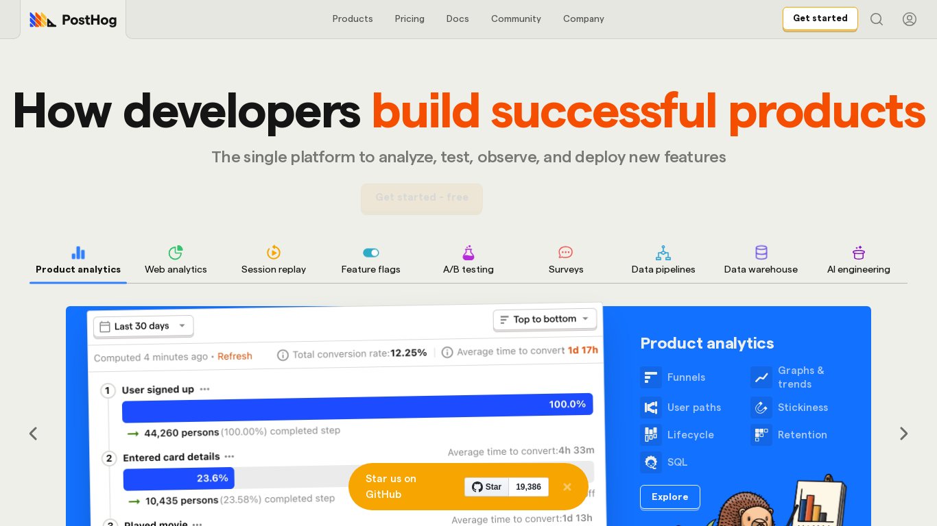 PostHog Landing page