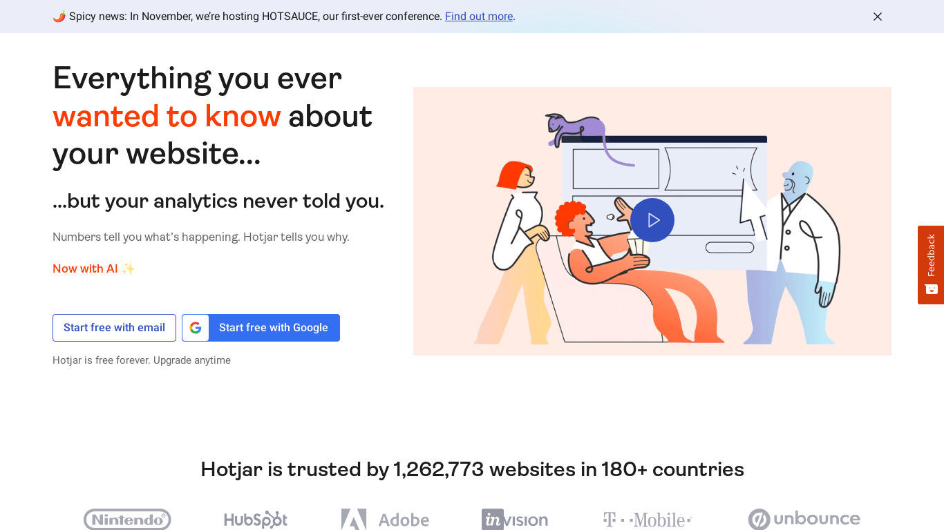 Hotjar Landing page