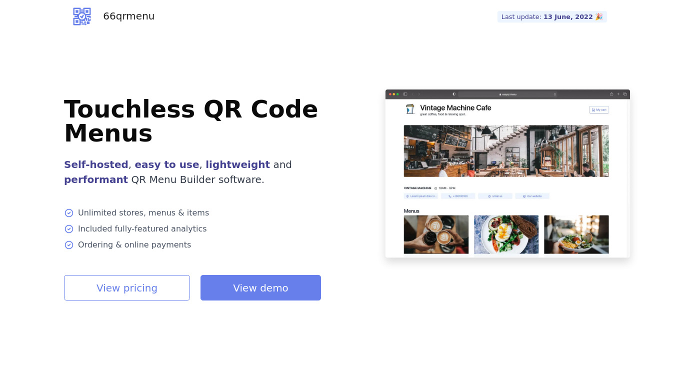 EasyQR Landing page