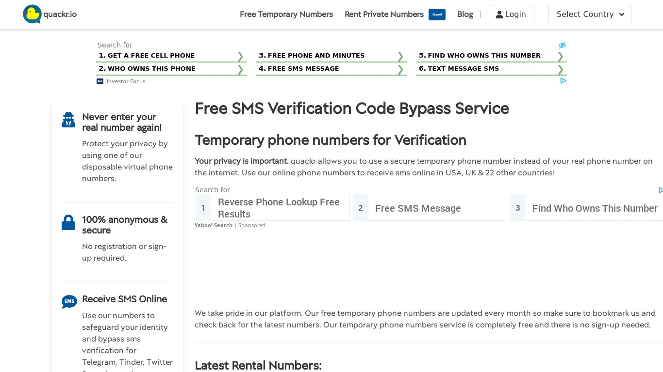 quackr Landing page