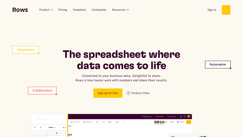 Rows Landing Page