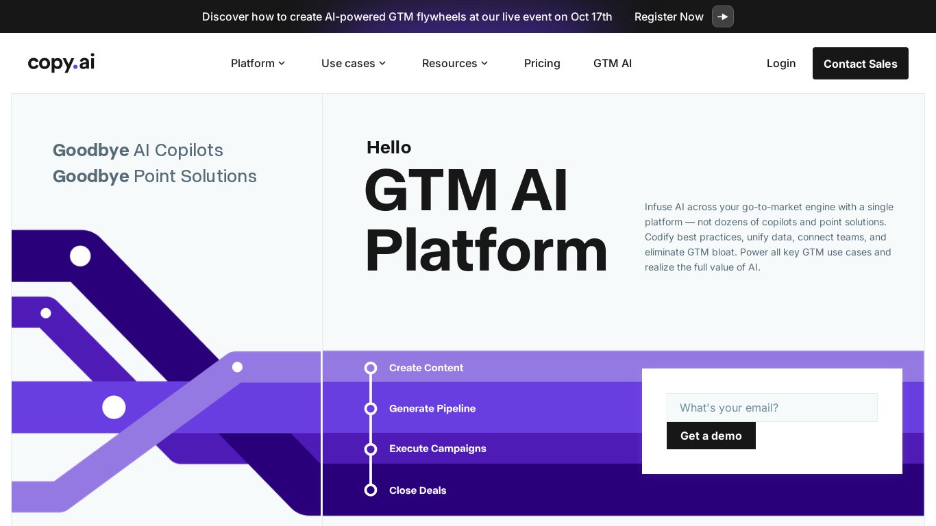 Copy.ai Landing page