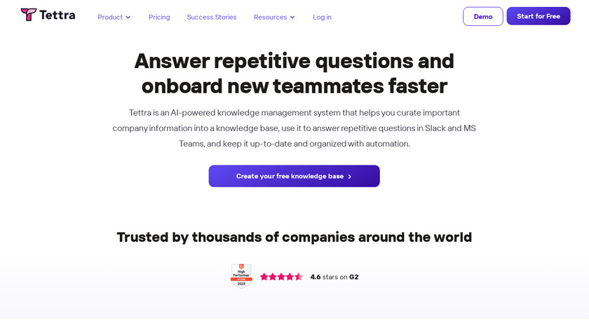 Tettra Landing Page