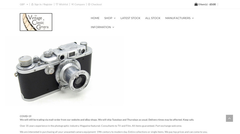 Vintage Camera Landing Page