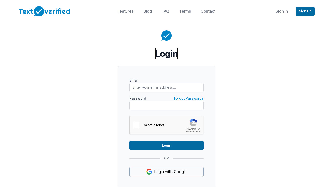 Textverified Landing page