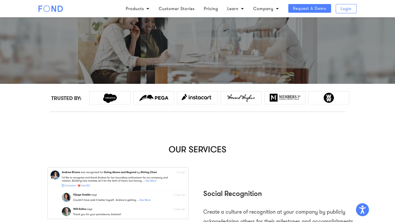 Fond Landing page