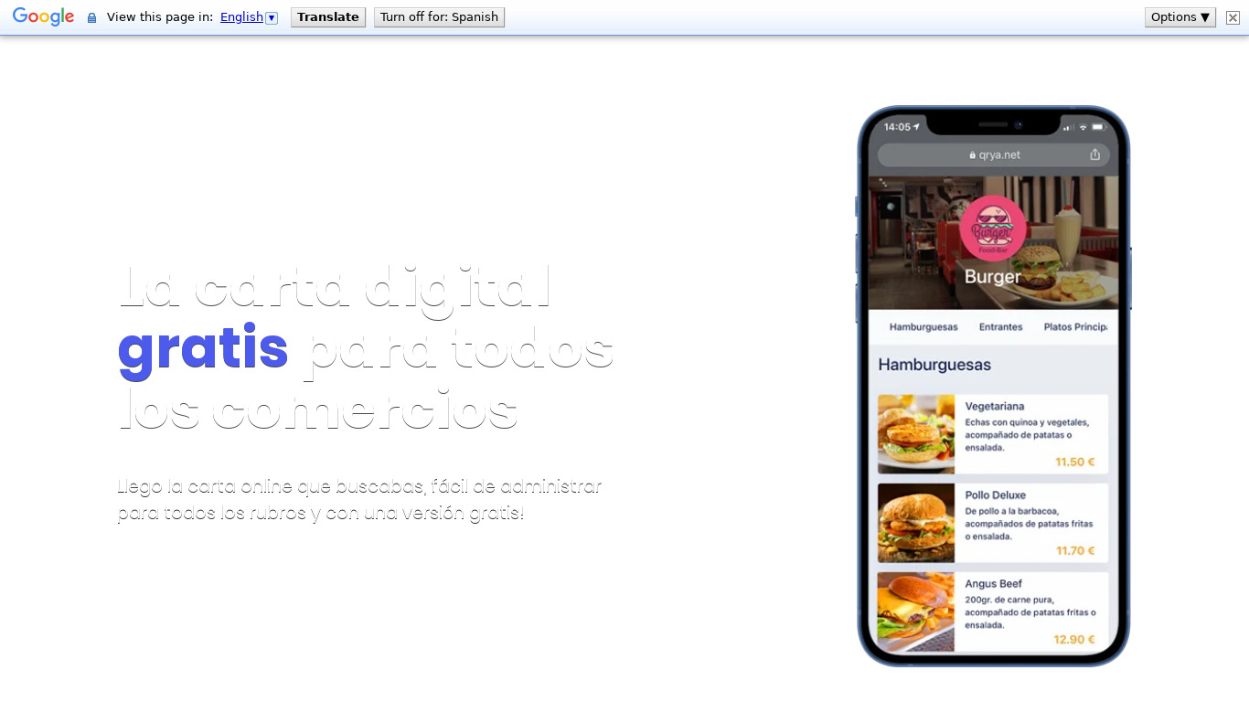 QRya Landing page