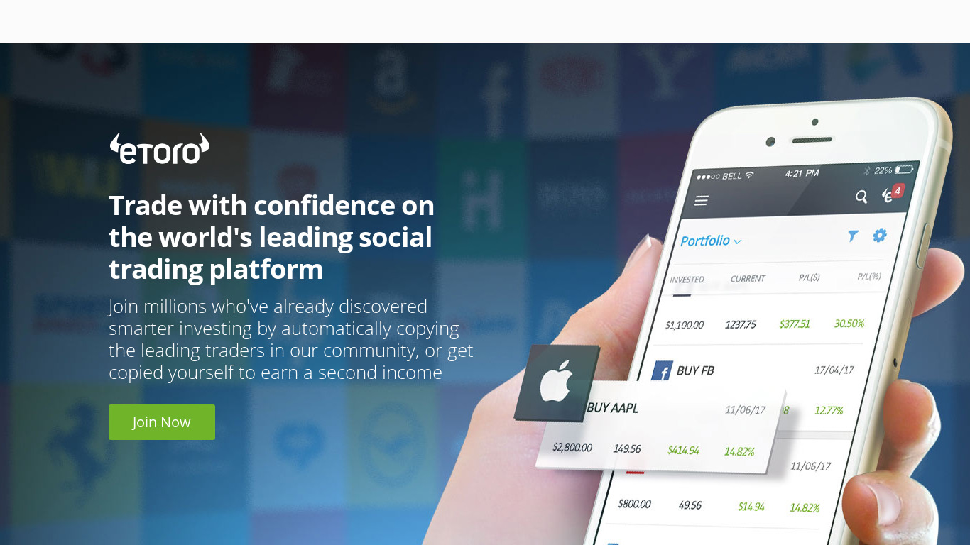 eToro Landing page