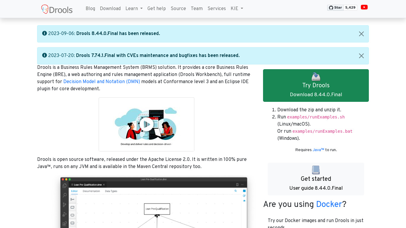 Drools Landing page