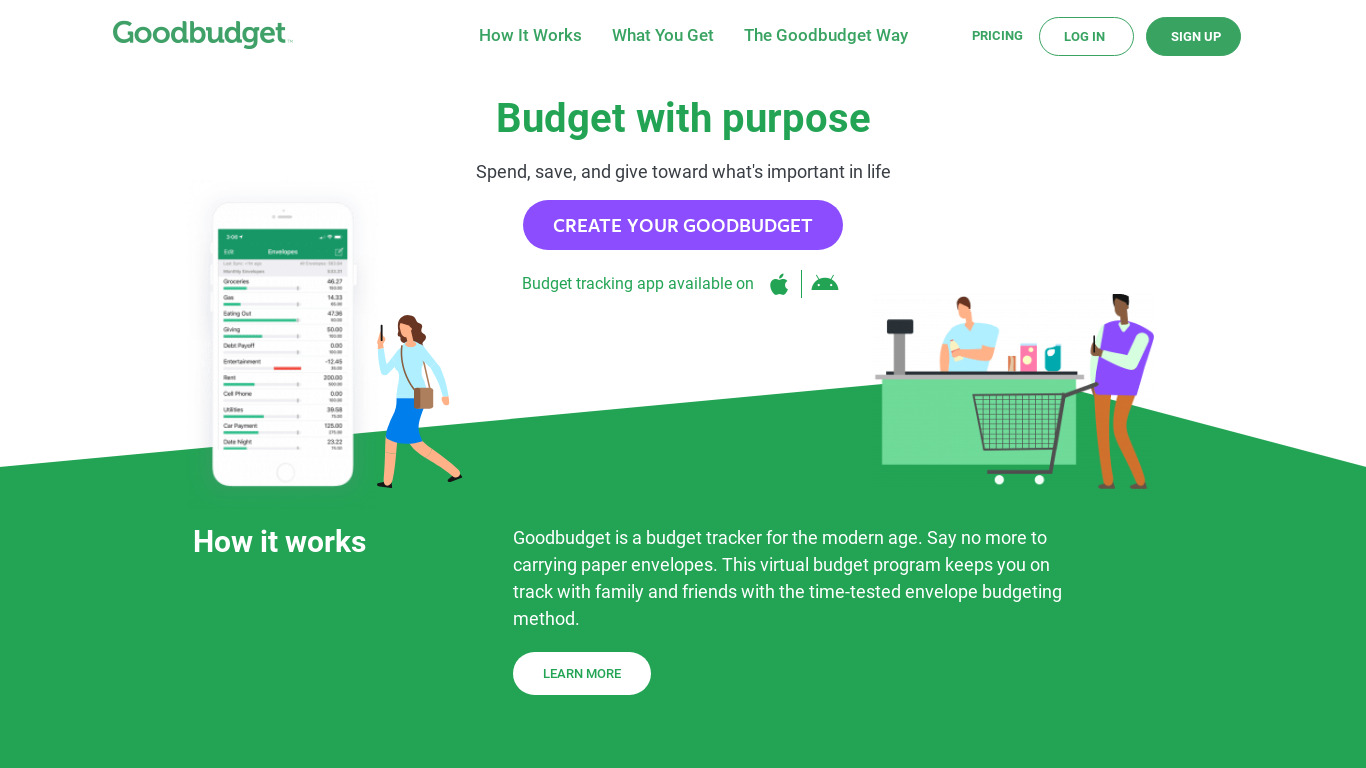 Goodbudget Landing page