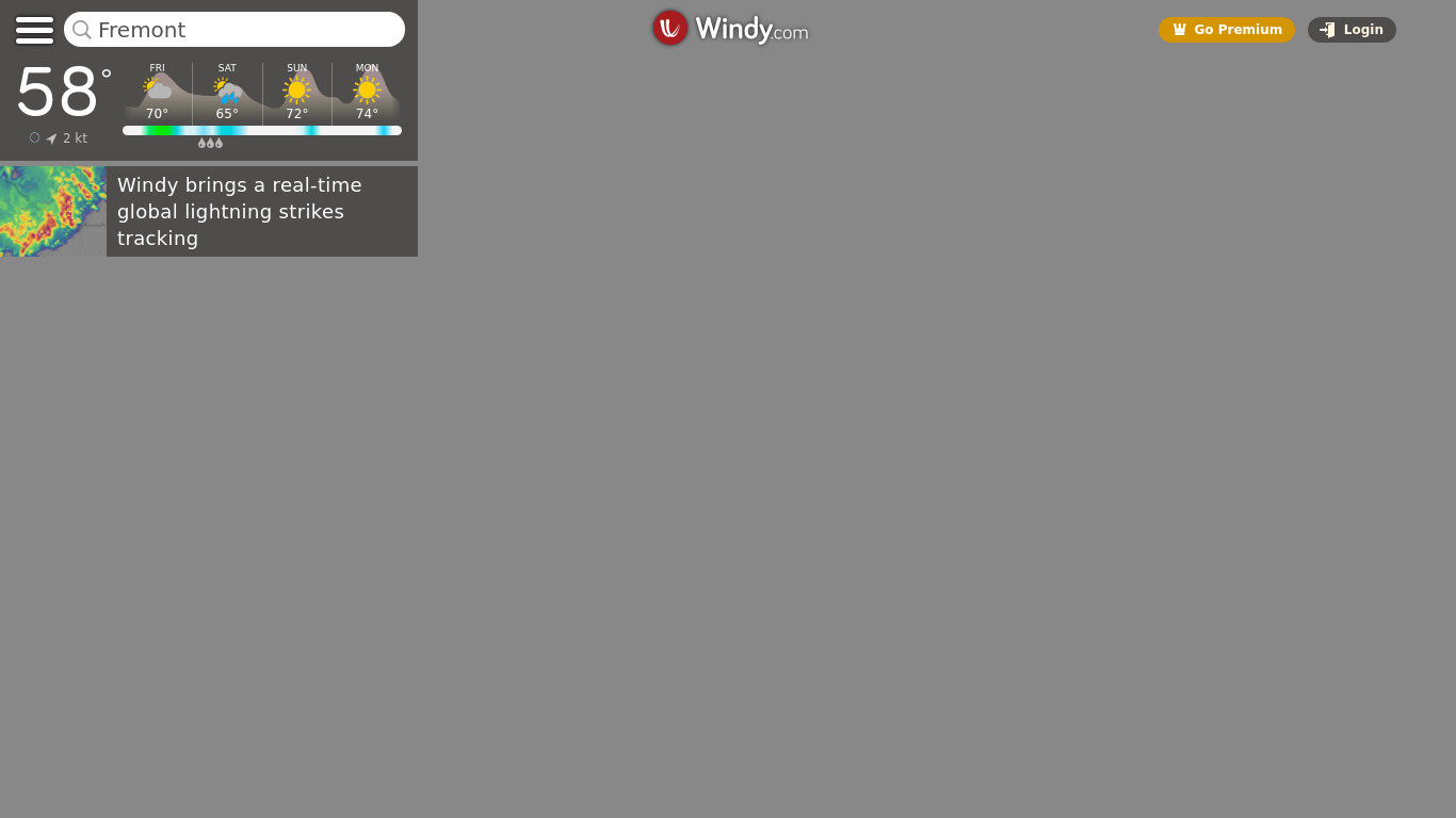 Windy Landing page