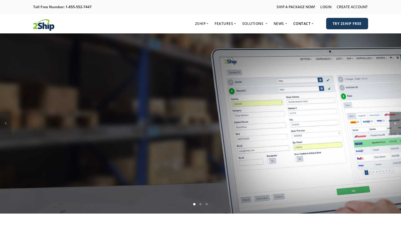 2Ship Landing page