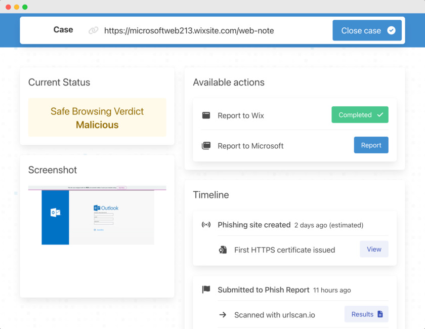 Phish Report Landing Page