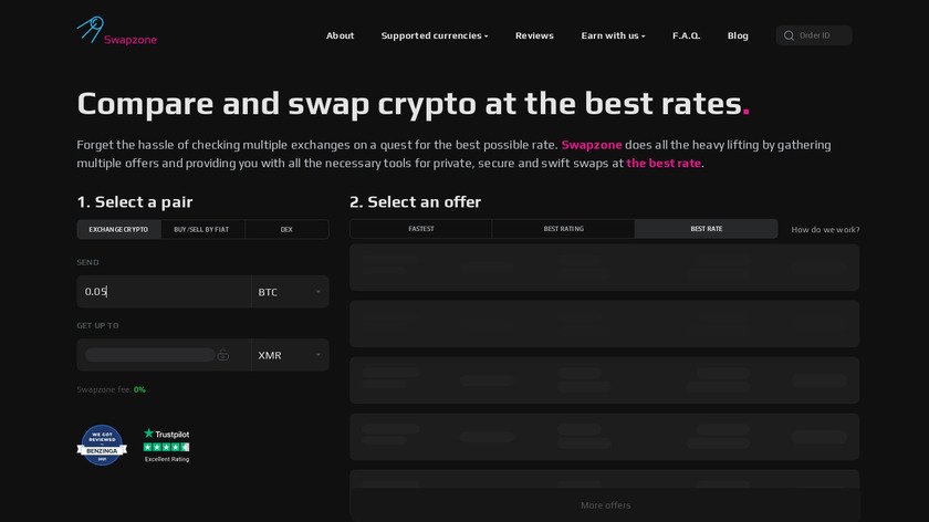 Swapzone.io Landing Page