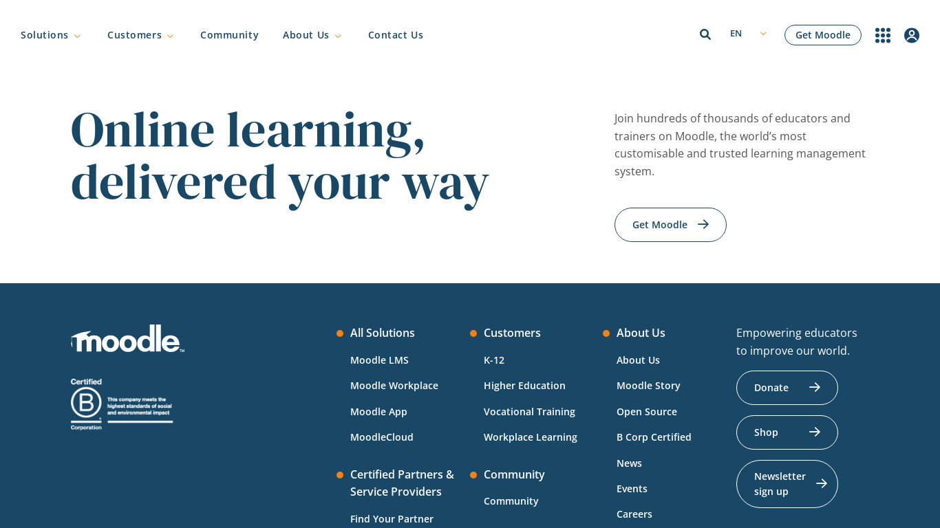 Moodle Landing page