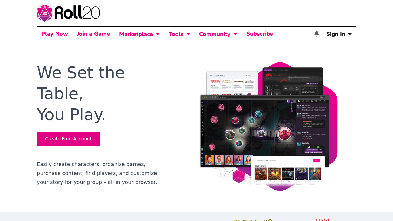 Roll20 Landing page