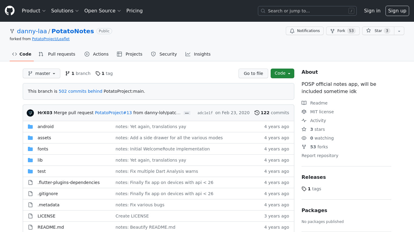 PotatoNotes Landing page