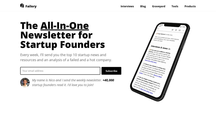 Failory Landing Page