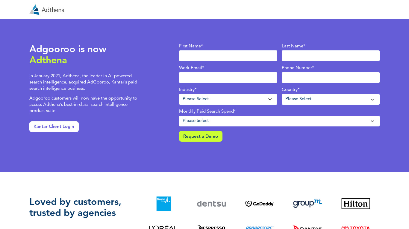 AdGooroo Landing page