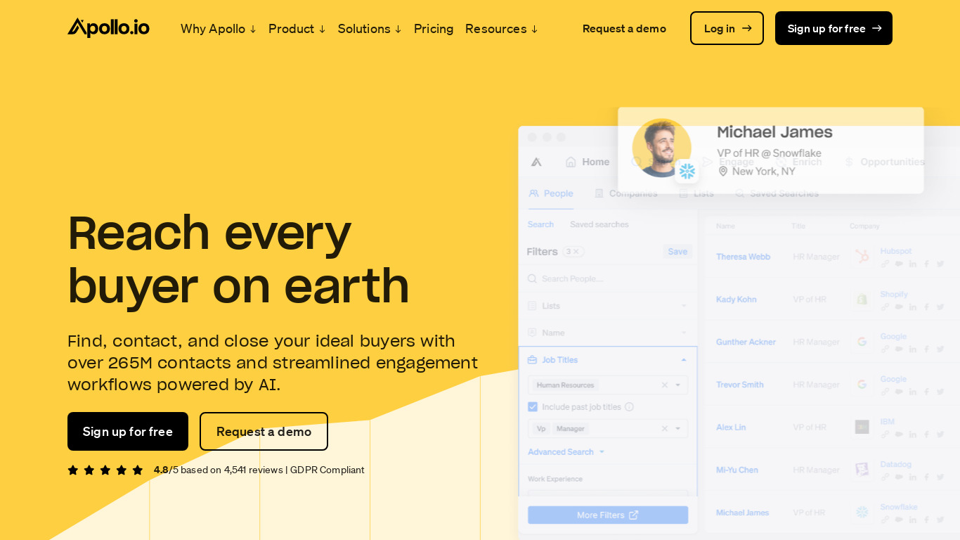 Apollo.io Landing page