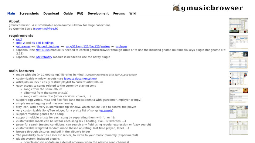 gmusicbrowser Landing Page