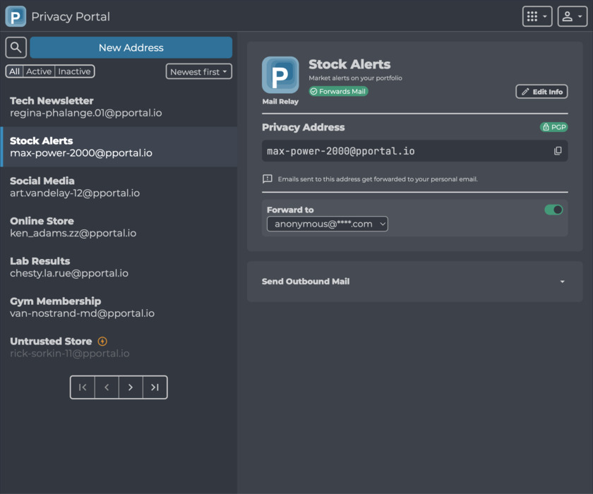 Mail Relay by Privacy Portal Landing Page