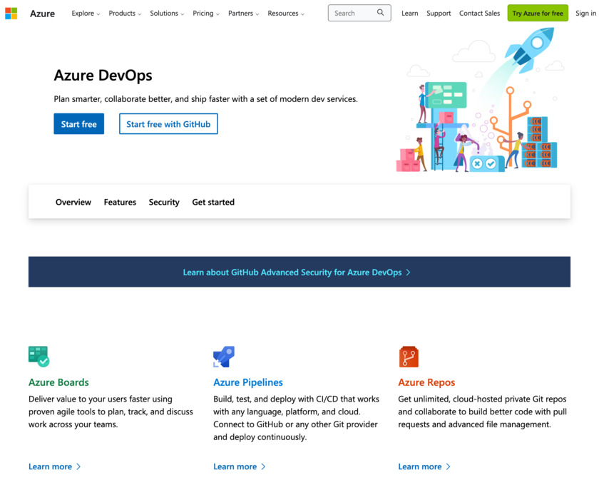 Azure DevOps Landing Page