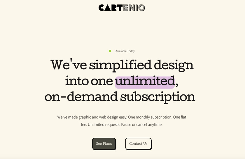 Cartenio Landing Page Cartenio Landing Page