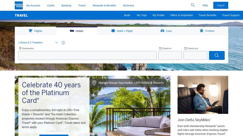 American Express Travel Landing Page