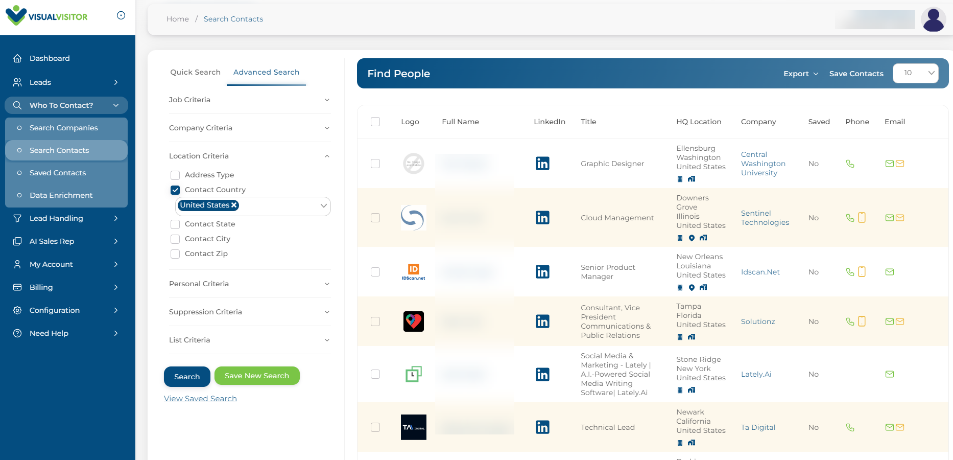 VisualVisitor Contact Database