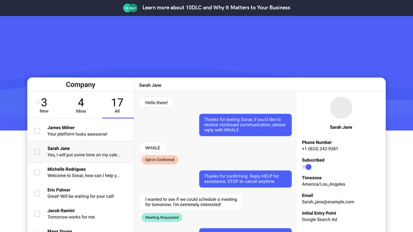 Sonar Landing Page