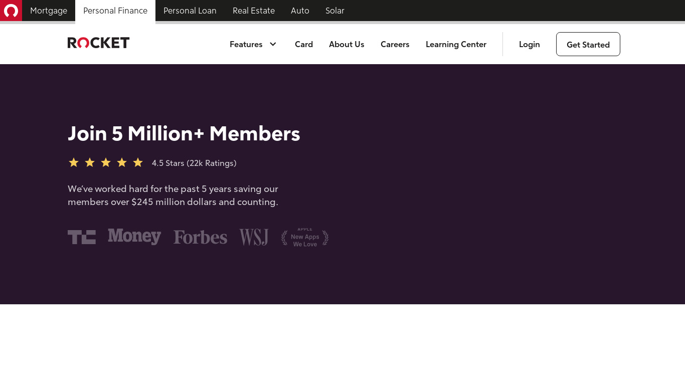 Rocket Money Landing page