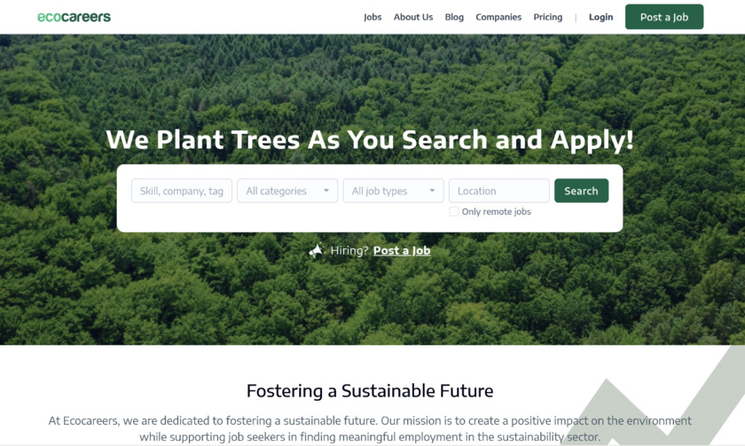Ecocareers.org Landing Page Ecocareers.org Landing Page