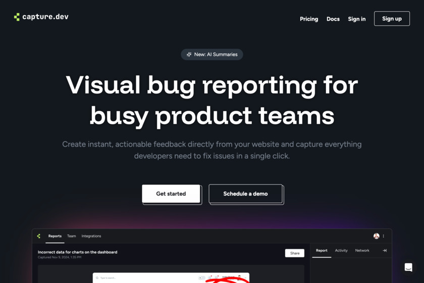 Capture.dev Landing page Capture.dev Landing page