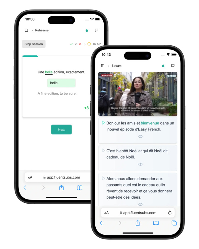 Fluentsubs Supports 32+ languages and spaced repetition Fluentsubs Supports 32+ languages and spaced repetition