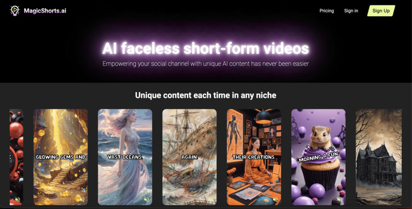 MagicShorts.ai Landing page MagicShorts.ai Landing page