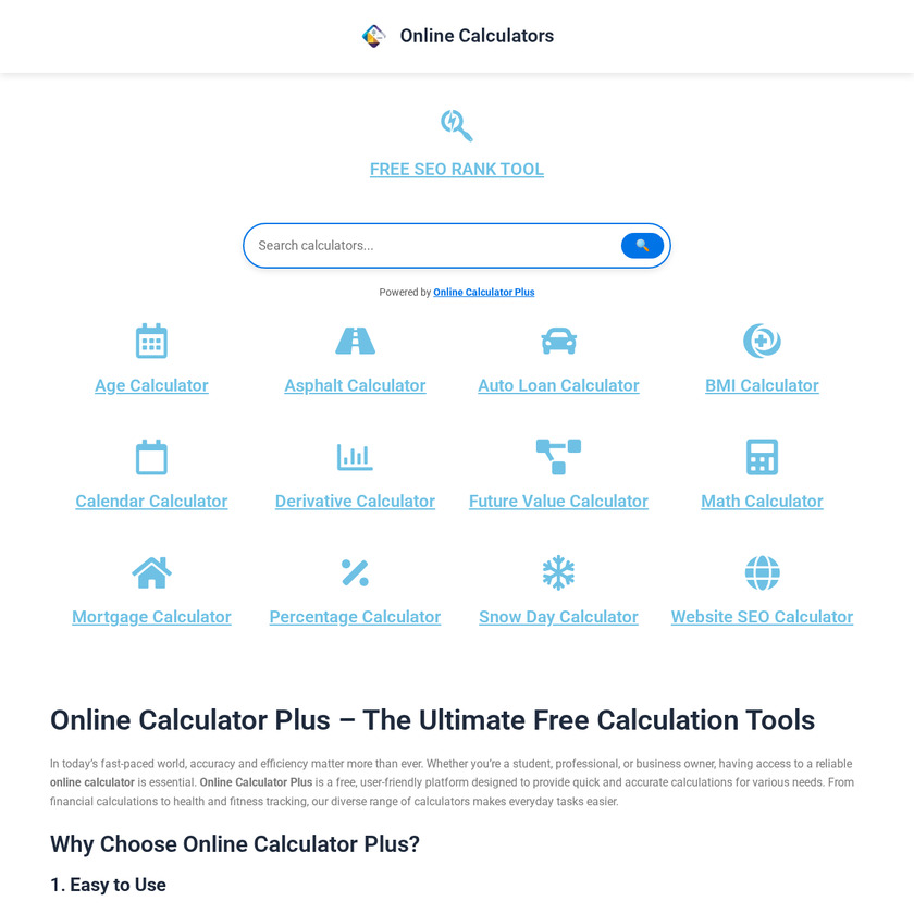Online Calculator Plus Online Calculator Home Online Calculator Plus Online Calculator Home